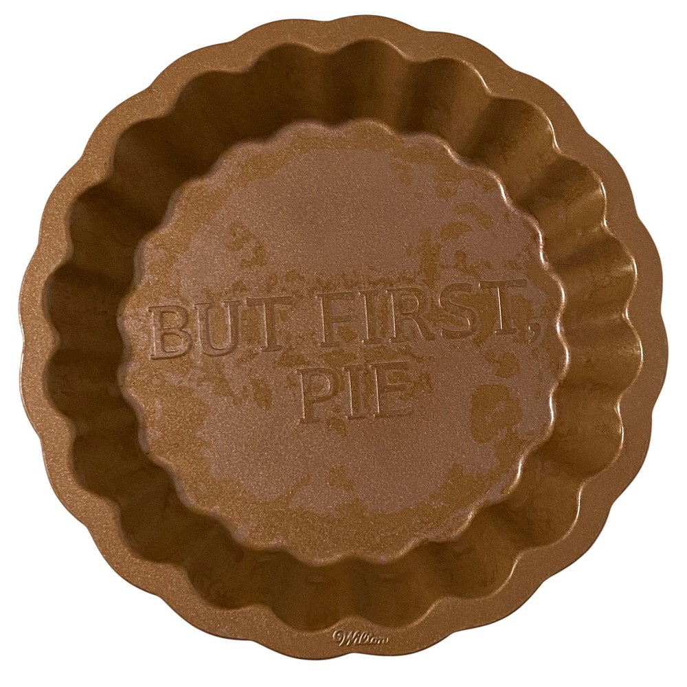 Wilton But First Pie Copper Colored Nonstick 9 inch Scalloped Pie Pan Embossed